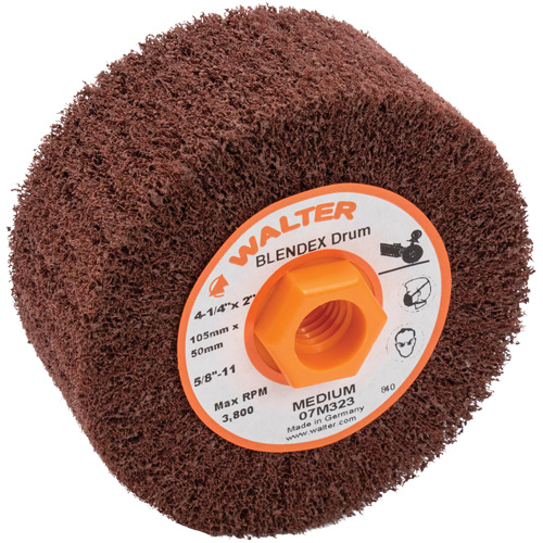 Tambour de conditionnement de surface Blendex ALLSTEEL, 4-1/4" dia. x 2" la, 5/8"-11 Arbre, Grain Moyen Les Fournitures Industrielles Méga
