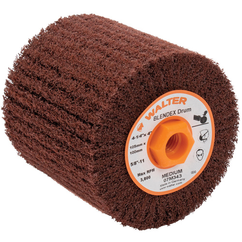 Tambour de conditionnement de surface Blendex ALLSTEEL, 4-1/4" dia. x 4" la, 5/8"-11 Arbre, Grain Moyen Les Fournitures Industrielles Méga