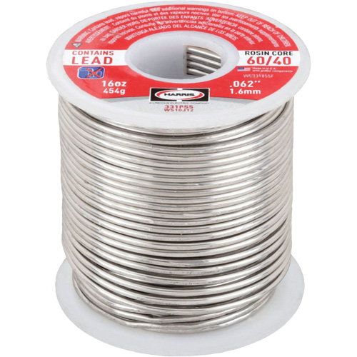 Brasure au plomb 60/40 &agrave; noyau de colophane, &agrave; base de plomb, 60 % d'&eacute;tain, 40 % de plomb, &acirc;me Colophane, dia. 1/16" Les Fournitures Industrielles Méga