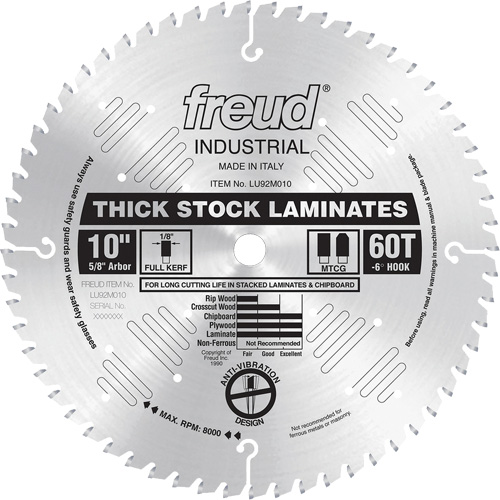 Industrial Saw Blade - Chipboard, 10", 60 Teeth, Laminate Use Les Fournitures Industrielles Méga