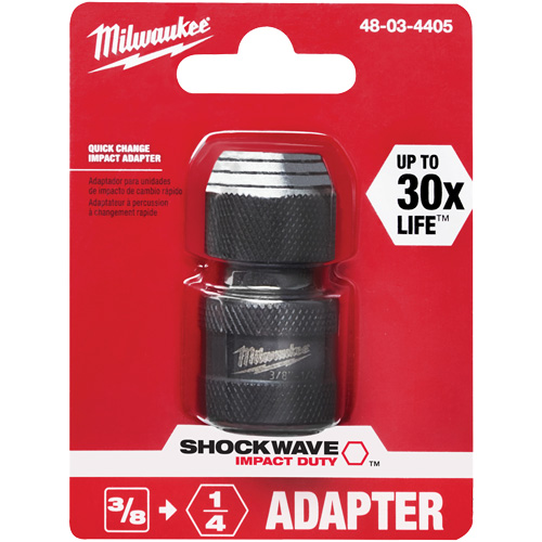 Adaptateur de douille carr&eacute;e &agrave; hexagonale pour tournevis &agrave; percussion Shockwave, Chocs, Prise 1/4", Douille 3/8", 1,875" lo Les Fournitures Industrielles Méga