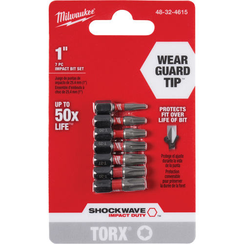 Jeu d'embouts Shockwave 1" Impact Duty, 7 Mcx, Torx Les Fournitures Industrielles Méga