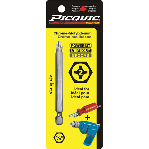 Embout, Phillips, Embout #2, Prise 1/4", Longueur 3" Les Fournitures Industrielles Méga