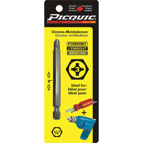 Powerbit, Phillips, #3 Tip, 1/4" Drive Size, 3" Length Les Fournitures Industrielles Méga