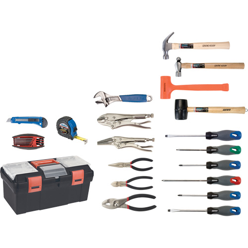 Jeu d'outils essentiels avec coffret en plastique, 28 morcea Les Fournitures Industrielles Méga