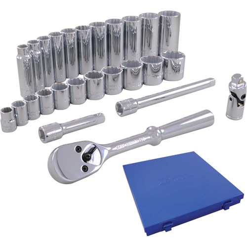 Metric Socket & Attachments Set, 26 Pcs, 3/8" Drive Size, Deep Les Fournitures Industrielles Méga