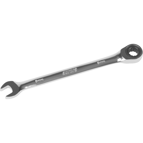 Metric Ratcheting Combination Wrench, 12 Point, 8 mm, Chrome Finish Les Fournitures Industrielles Méga