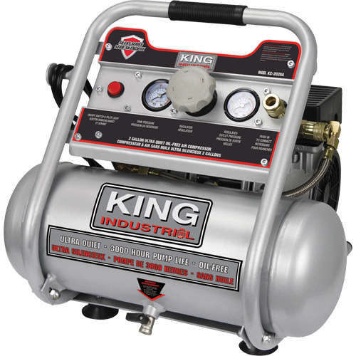 Compresseur &agrave; air sans huile, &eacute;lectrique, 2 gal. (2,4 gal. US), 125 PSI, 120/1 V Les Fournitures Industrielles Méga