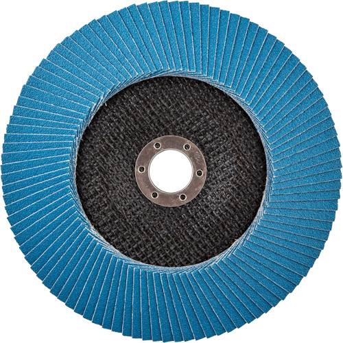 Disque &agrave; lamelles &agrave; grain grossier BlueFire, 7" x 7/8", Type 27, Grain 80, Alumine de zirconium Les Fournitures Industrielles Méga