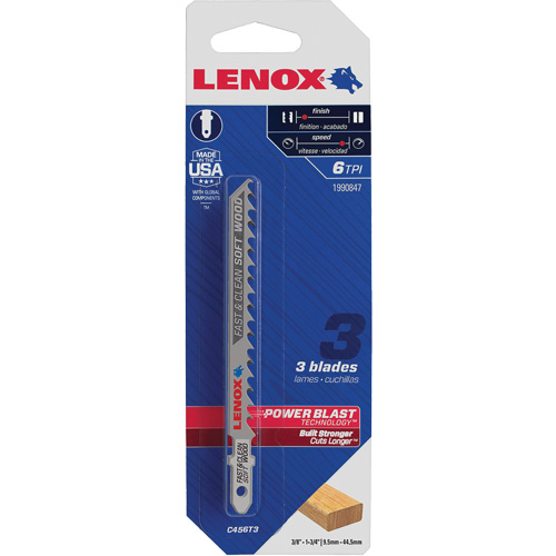 Lame de scie sauteuse pour coupe nette, Bim&eacute;tal, Tige en T, 4" lo, 6 dents par pouce Les Fournitures Industrielles Méga