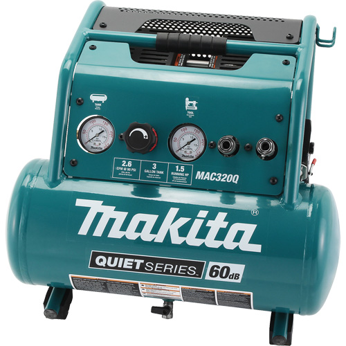 Compresseur d'air s&eacute;rie Quiet, &eacute;lectrique, 3 gal. (3,6 gal. US), 135 PSI, 120/1 V Les Fournitures Industrielles Méga