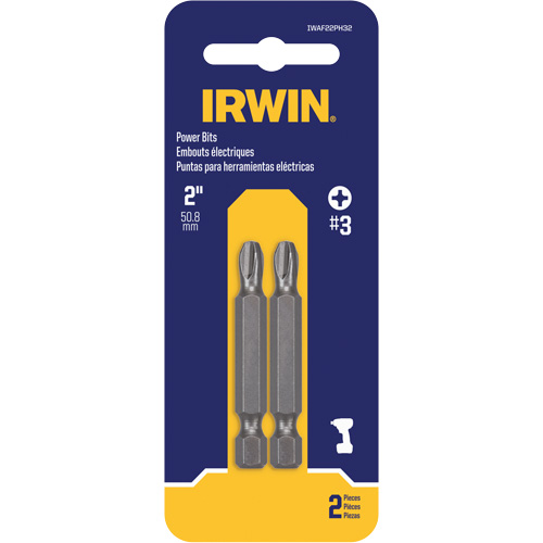 Power Bits, Phillips, #3 Tip, 1/4" Drive Size, 2" Length Les Fournitures Industrielles Méga