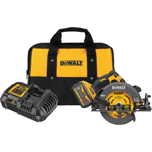 Ensemble de scie circulaire sans balai Flexvolt Max avec frein &eacute;lectrique, 7-1/4", 60 V Les Fournitures Industrielles Méga
