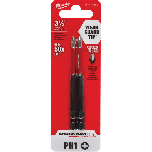 Embout de tournevis Shockwave Impact Duty, Phillips, Embout #1, Prise 1/4", Longueur 3-1/2" Les Fournitures Industrielles Méga