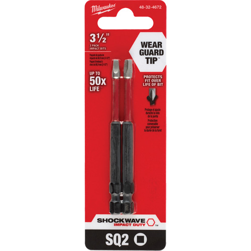 Embout de tournevis Shockwave Impact Duty, Carr&eacute;e, Embout #2, Prise 1/4", Longueur 3-1/2" Les Fournitures Industrielles Méga