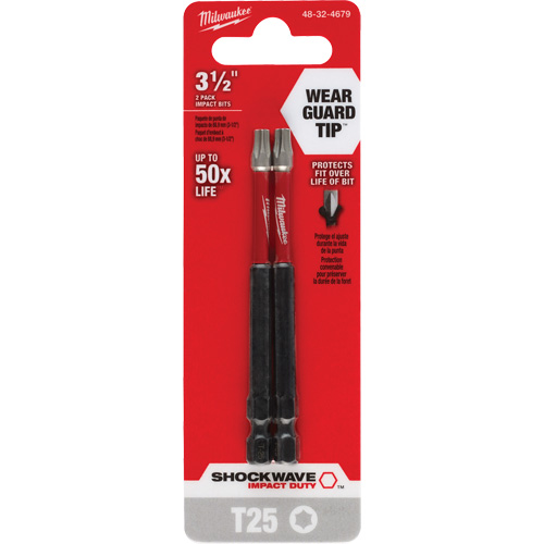 Embout de tournevis Shockwave Impact Duty, Torx, Embout T-25, Prise 1/4", Longueur 3-1/2" Les Fournitures Industrielles Méga