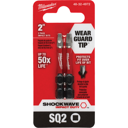 Shockwave Impact Duty Screwdriver Bit, Square, #2, 1/4" Drive Les Fournitures Industrielles Méga