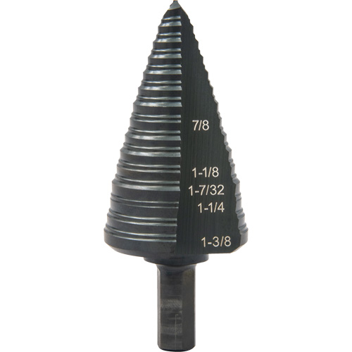 #12 Multi-Hole Step Drill Bit, 7/8" - 1-3/8" , 1/16" Increments, High Speed Steel Les Fournitures Industrielles Méga