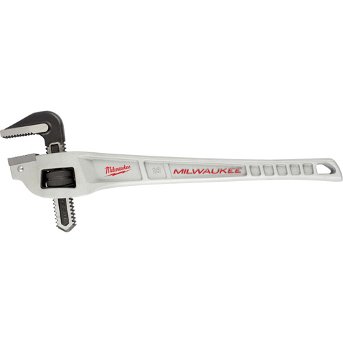 Cl&eacute; &agrave; tuyau coud&eacute;e en aluminium, Cap des m&acirc;choires 2", Longueur 18", Fini Rev&ecirc;tement en poudre, Prise Ergonomique Les Fournitures Industrielles Méga