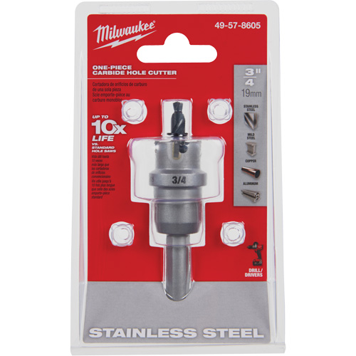 One-Piece Carbide Hole Cutters, 3/4", 3/16" Depth of Cut Les Fournitures Industrielles Méga