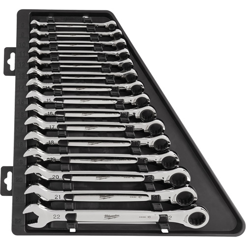Ratcheting Wrench Set, Combination, 15 Pieces, Metric Les Fournitures Industrielles Méga