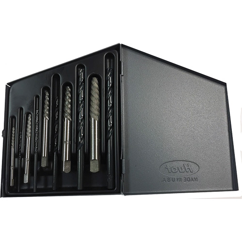 DRILLCO Screw Extractor Set with Drills, Carbide, 10 Pieces Les Fournitures Industrielles Méga