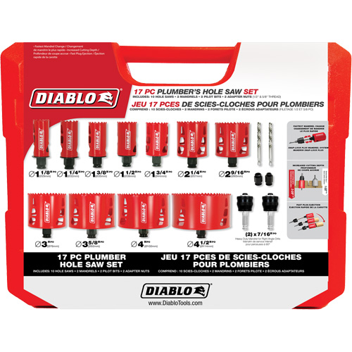 Plumber's Bi-Metal Hole Saw Set, 17 Pieces Les Fournitures Industrielles Méga