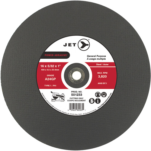 Meule &agrave; tronçonner Power Abrasive A24GP, 20" x 5/32", Arbre de 1", Type 1, 3000 Tr/min Les Fournitures Industrielles Méga