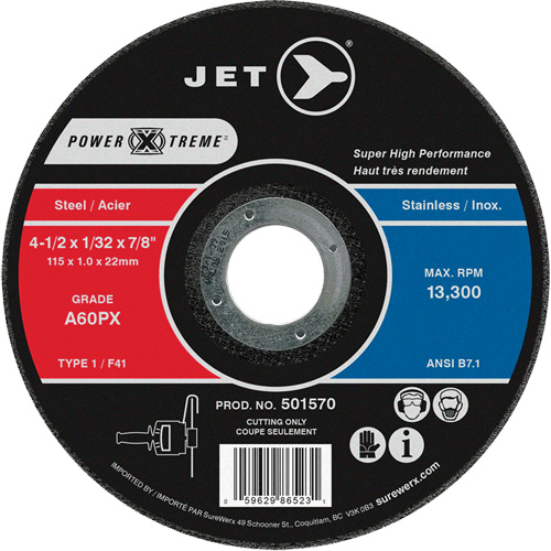 A60PX Power-Xtreme Cut-Off Wheel, 4-1/2" x 1/32", 7/8" Arbor, Type 1, 13300 RPM Les Fournitures Industrielles Méga