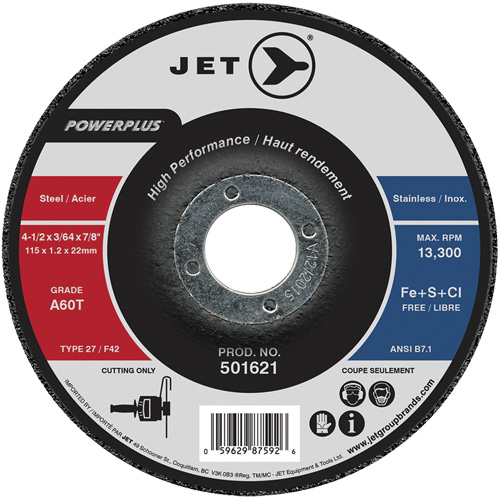 Meule &agrave; tronçonner PowerPlus A60T, 4-1/2" x 3/64", Arbre de 7/8", Type 27, 13 300 Tr/min Les Fournitures Industrielles Méga