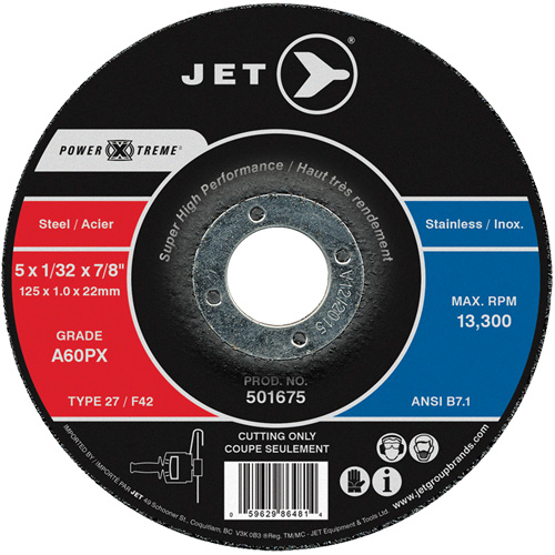 A60PX Power-Xtreme Cut-Off Wheel, 4-1/2" x 3/64", 7/8" Arbor, Type 27, 13300 RPM Les Fournitures Industrielles Méga