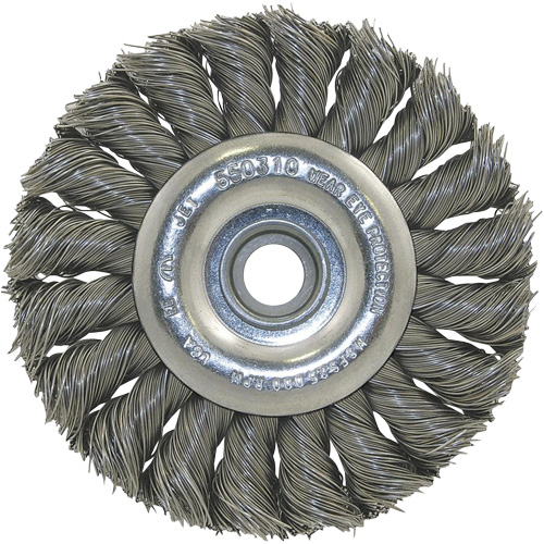 Knot Twisted Wire Wheels, 8" Dia., 0.020" Fill, 1/2" Arbor, Steel Les Fournitures Industrielles Méga