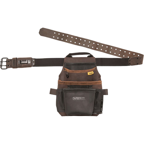 Tool Pouch & Belt, Multiple Tool Holder, Leather, 12 Pockets Les Fournitures Industrielles Méga