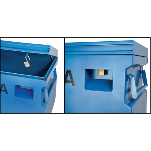 Coffre &agrave; outils de chantier, 48" x 24" x 27-3/5", Acier, Bleu Les Fournitures Industrielles Méga