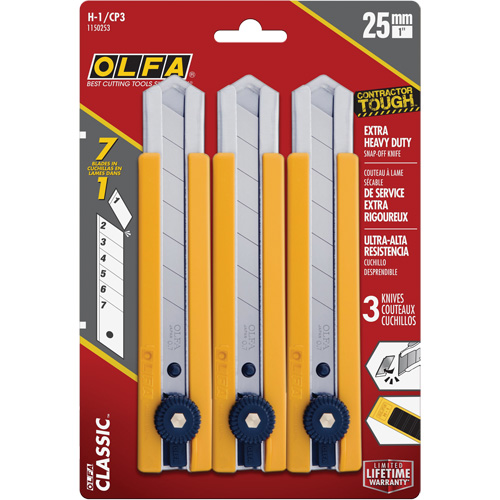 H-1 Classic Extra Heavy-Duty Utility Knife with Rubber Grip Inset, 25 mm Les Fournitures Industrielles Méga