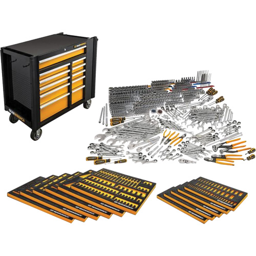 Ensemble d'outils manuels pour maître m&eacute;canicien & poste de travail mobile, 614 morceaux Les Fournitures Industrielles Méga