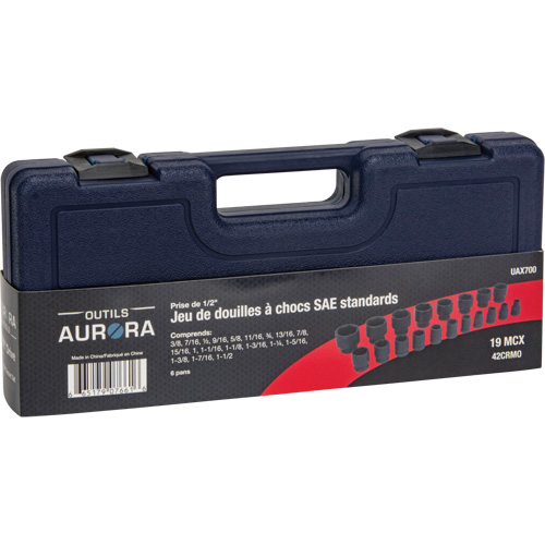 Jeu de douilles SAE, 19 Mcx, Chocs, Prise de 1/2" Les Fournitures Industrielles Méga