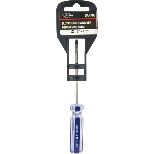 Tournevis &agrave; fente bleu transparent avec bandes , Tige de 1/8", Ronde, Prise en Plastique Les Fournitures Industrielles Méga