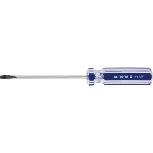 Tournevis &agrave; fente bleu transparent avec bandes , Tige de 1/8", Ronde, Prise en Plastique Les Fournitures Industrielles Méga