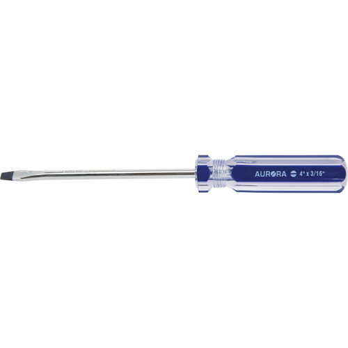Tournevis &agrave; fente bleu transparent avec bandes, Tige de 3/16", Ronde, Prise en Plastique Les Fournitures Industrielles Méga