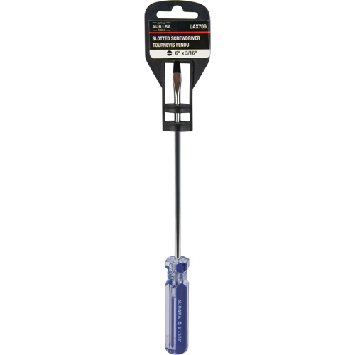 Tournevis &agrave; fente bleu transparent avec bandes, Tige de 3/16", Ronde, Prise en Plastique Les Fournitures Industrielles Méga