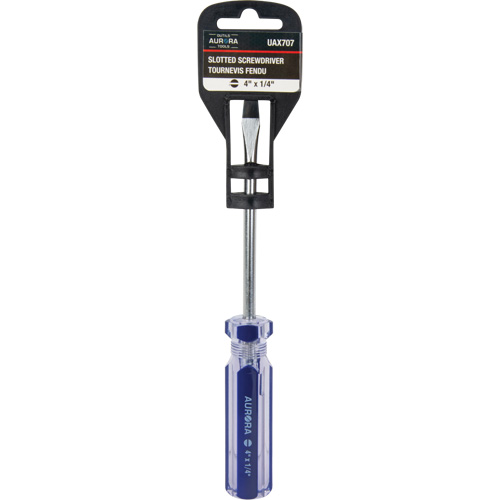 Tournevis &agrave; fente bleu transparent avec bandes, Tige de 1/4", Ronde, Prise en Plastique Les Fournitures Industrielles Méga