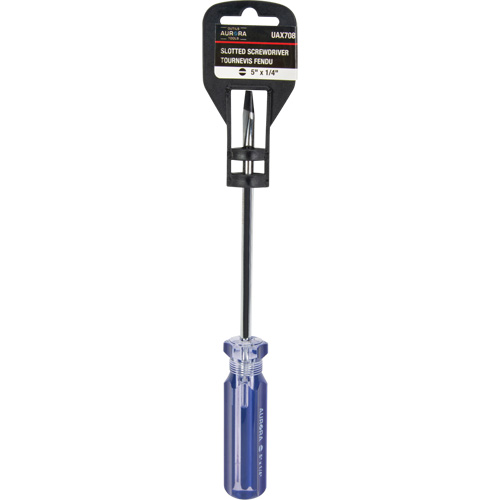 Blue Transparent Striped Slotted Screwdriver, 1/4" Tip, Round, Plastic Handle Les Fournitures Industrielles Méga