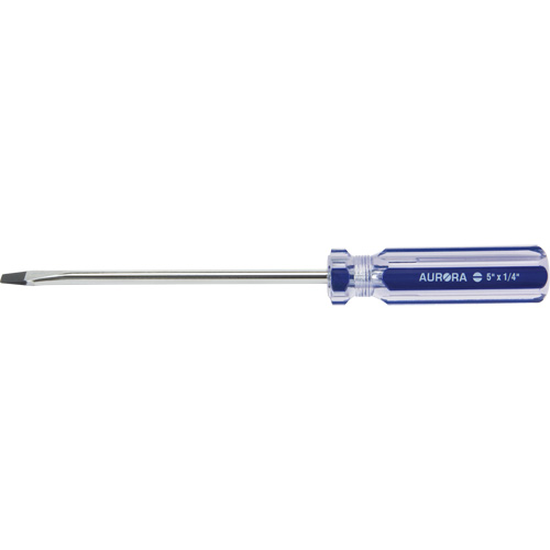 Blue Transparent Striped Slotted Screwdriver, 1/4" Tip, Round, Plastic Handle Les Fournitures Industrielles Méga