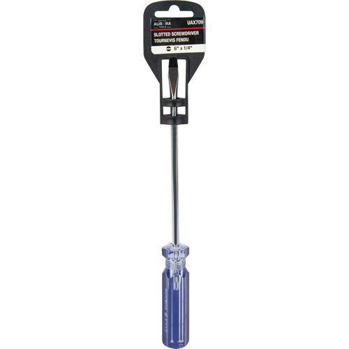Tournevis &agrave; fente bleu transparent avec bandes, Tige de 1/4", Ronde, Prise en Plastique Les Fournitures Industrielles Méga