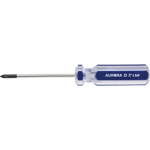 Tournevis Philips bleu transparent avec bandes, #0, Prise Plastique Les Fournitures Industrielles Méga