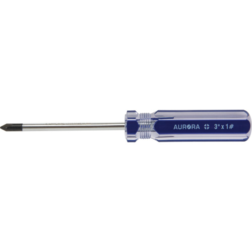Tournevis Philips bleu transparent avec bandes, #1, Prise Plastique Les Fournitures Industrielles Méga