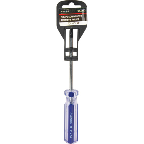 Tournevis Philips bleu transparent avec bandes, #2, Prise Plastique Les Fournitures Industrielles Méga