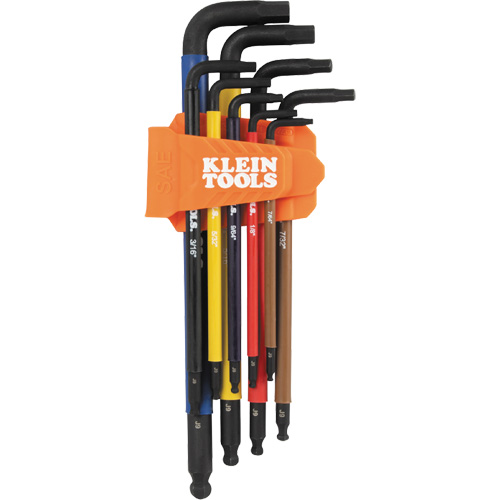 Jeu de cl&eacute; hex de style L extra longues et chromocod&eacute;es avec support, 9 mcx, Imp&eacute;rial Les Fournitures Industrielles Méga
