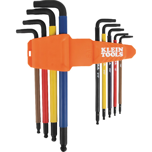 Jeu de cl&eacute; hex de style L extra longues et chromocod&eacute;es avec support, 9 mcx, Imp&eacute;rial Les Fournitures Industrielles Méga